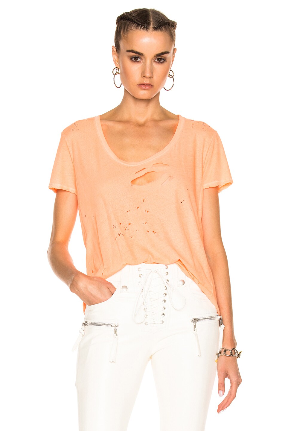 Image 1 of Unravel Distressed Jersey Basic Tee in Orange