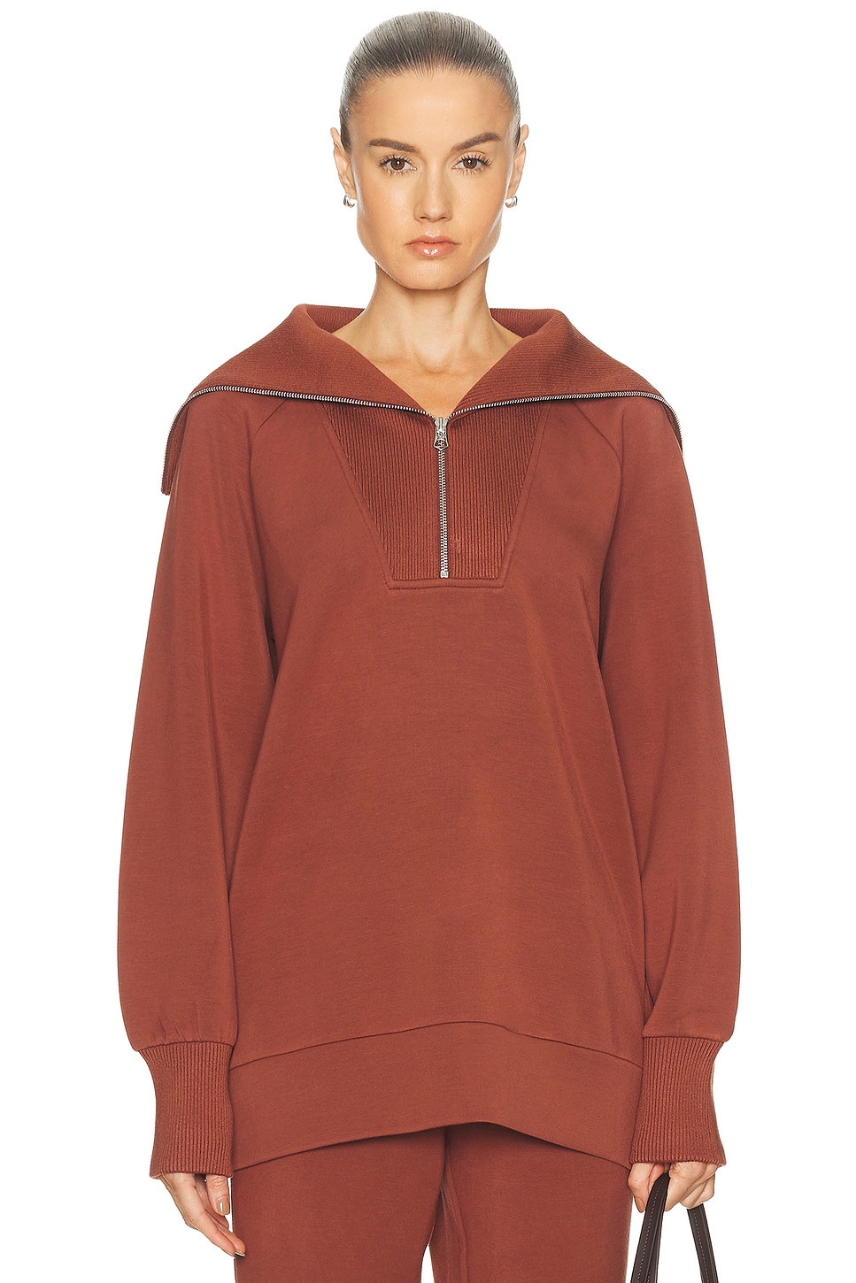 Image 1 of Varley Xina Half Zip Longline Sweater in Cinnamon