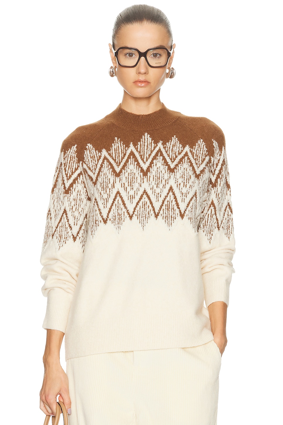 Image 1 of Varley Siren Jacquard Sweater 2.0 in Cocoa Dust