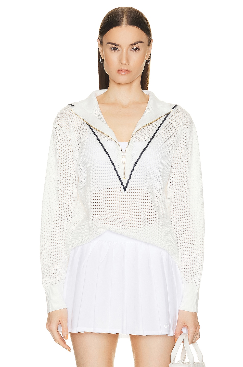 Image 1 of Varley Calva Knit Polo in Snow White