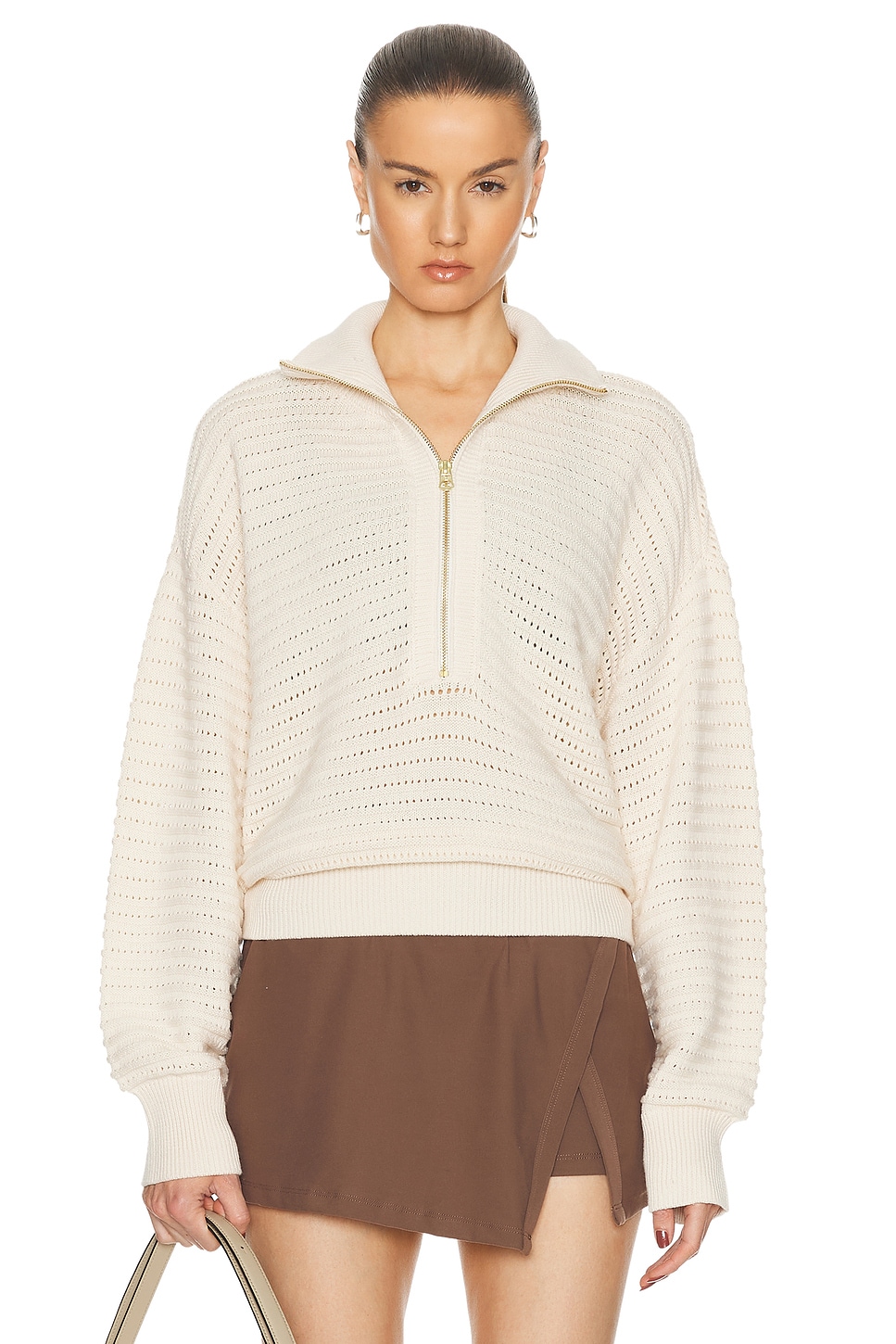 Image 1 of Varley Tara Half Zip Knit Sweater in Whitecap Grey