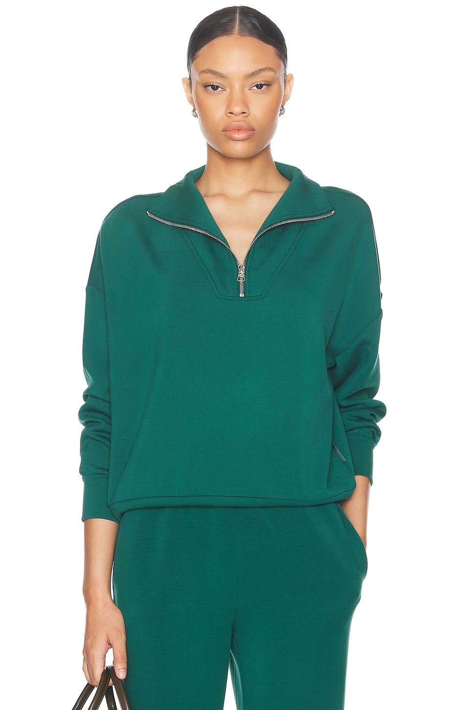 Image 1 of Varley Hawley Half Zip Knit Sweater in Forest