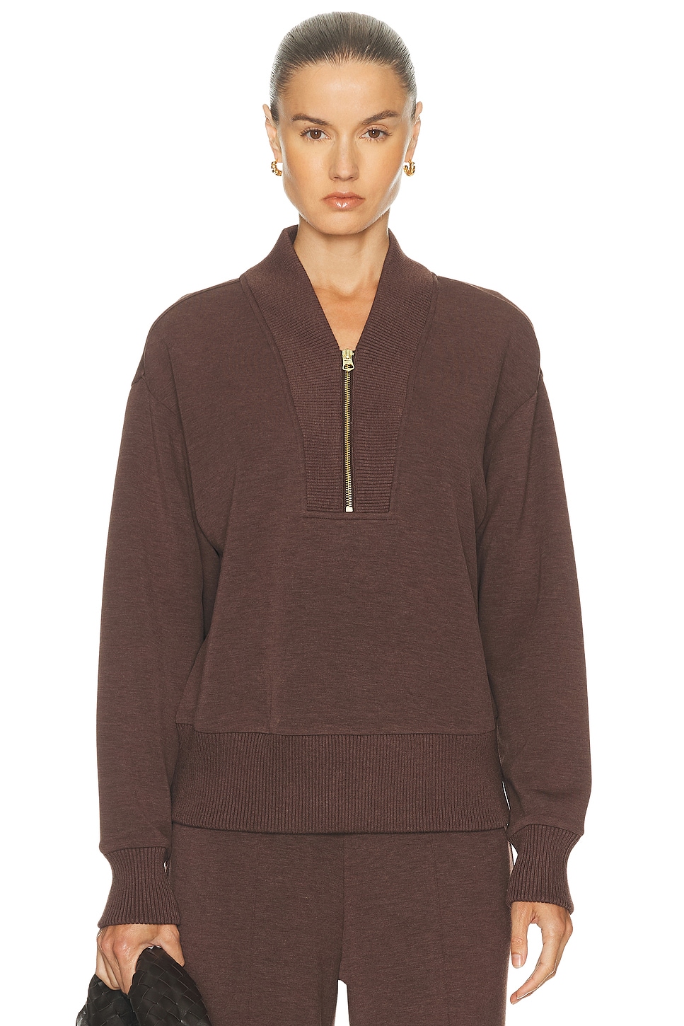 Image 1 of Varley Sally Half Zip Sweater in Coffee Bean Marl