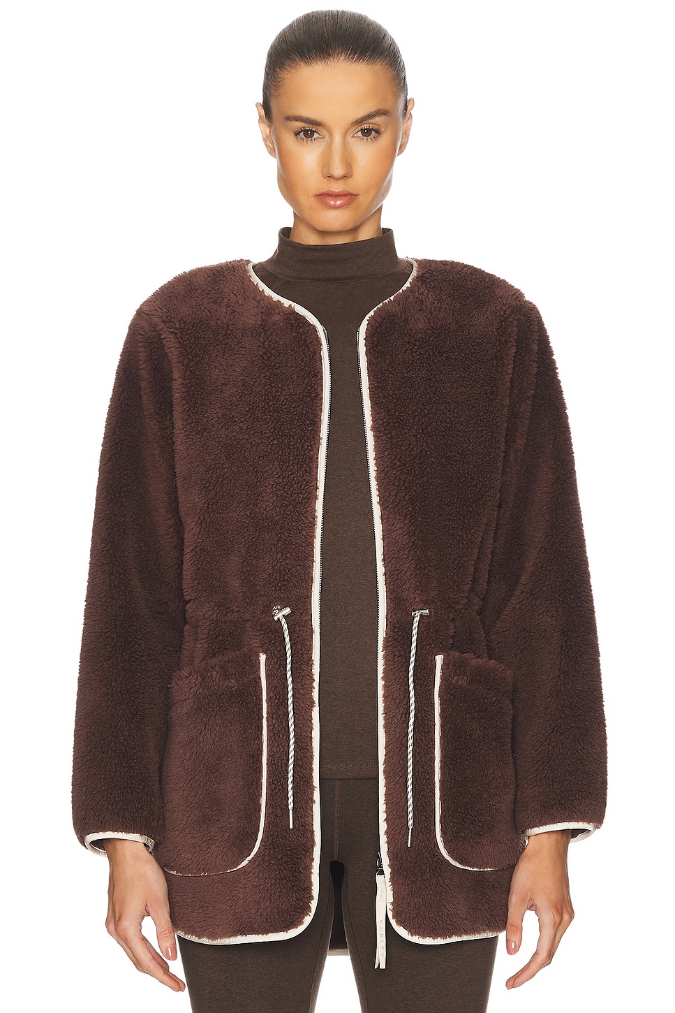 Image 1 of Varley Angelina Sherpa Coat in French Roast