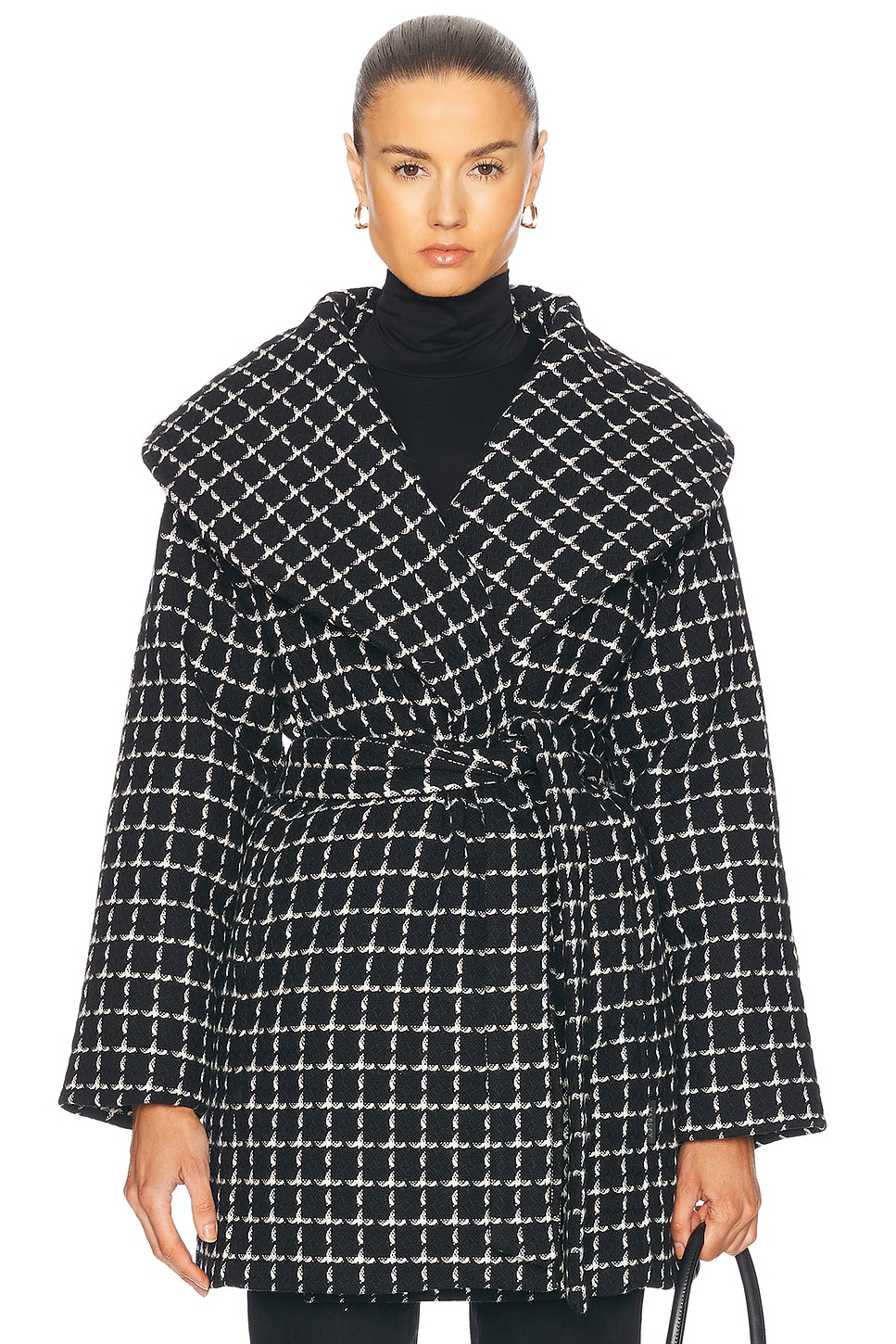 Image 1 of Varley Milla Wrap Jacket in Black Mono Check