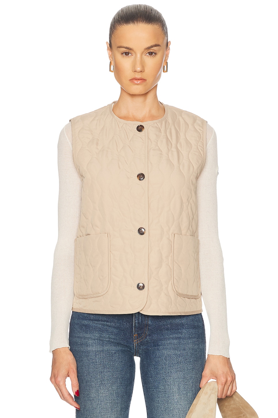 Karla Quilted Gilet in Taupe