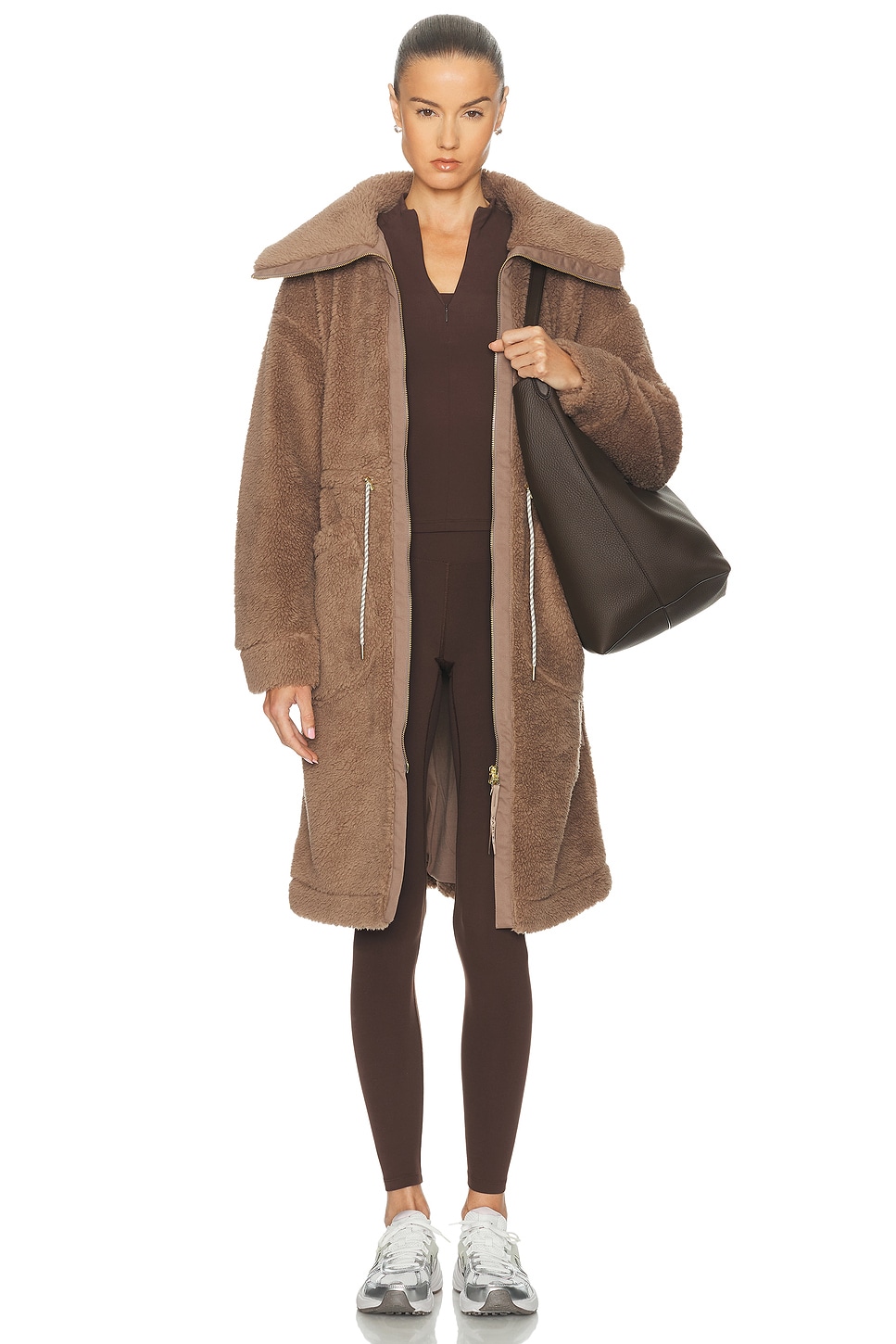 Image 1 of Varley Logan Sherpa Coat in Ash Taupe