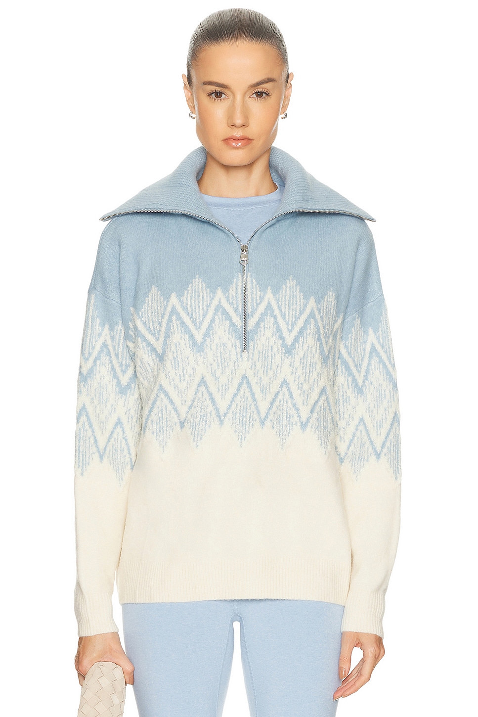 Image 1 of Varley Hedda Fairisle Half Zip Jacket in Ashley Blue