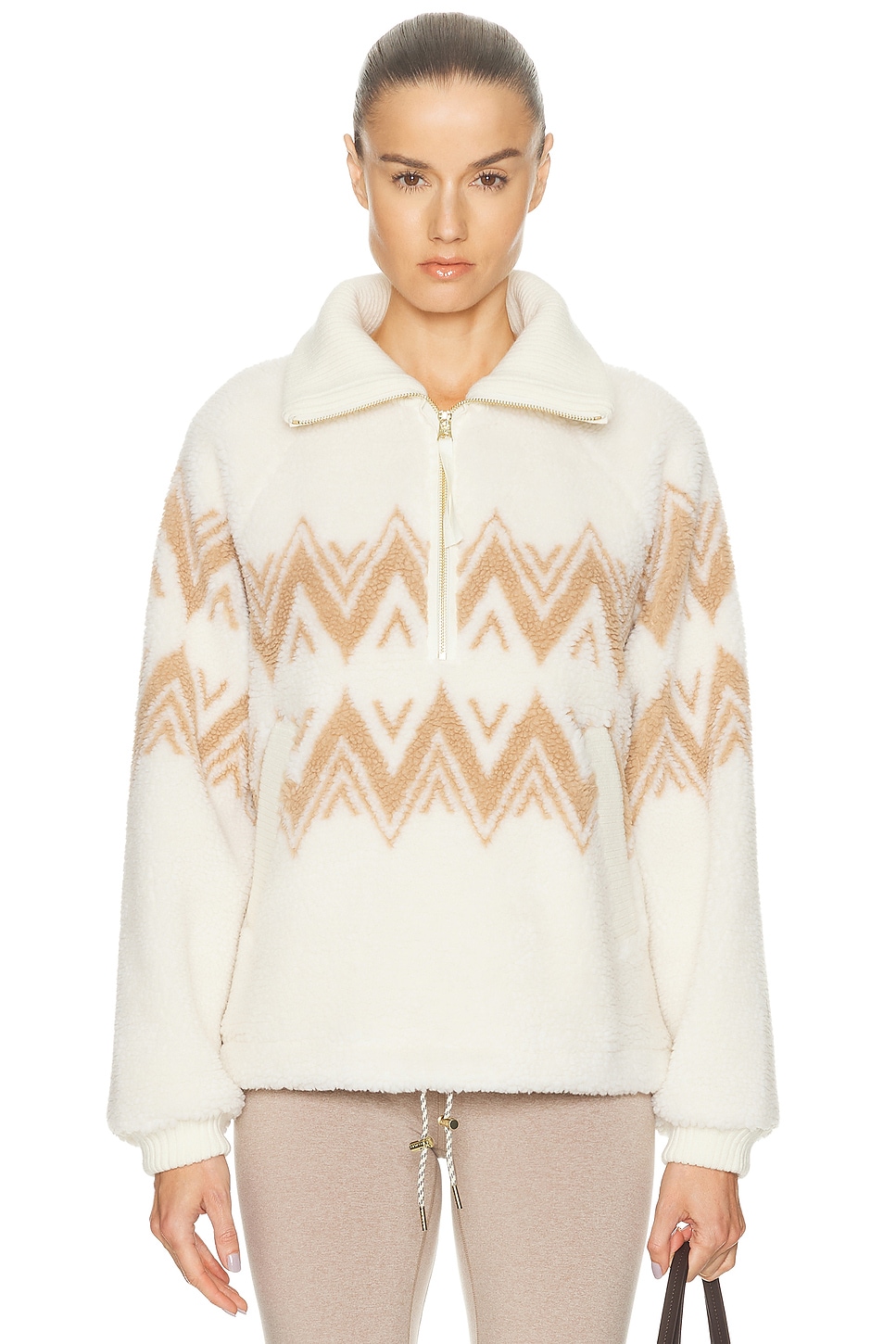 Image 1 of Varley Hendrik Half Zip Sherpa Sweatshirt in Egret
