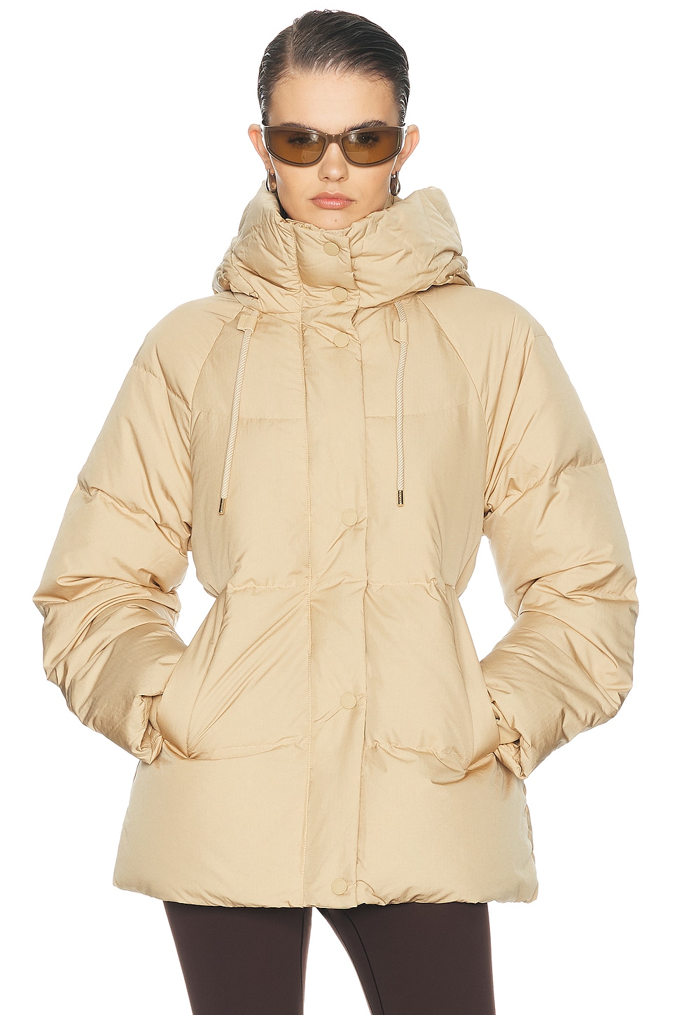 Varley Adler Down Puffer Coat in Beige