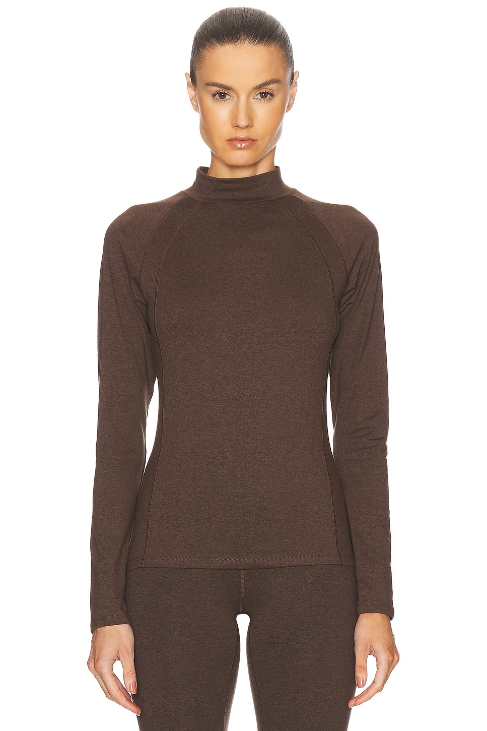 Image 1 of Varley Always Warm Base Layer Top in Deep Chocolate Marl