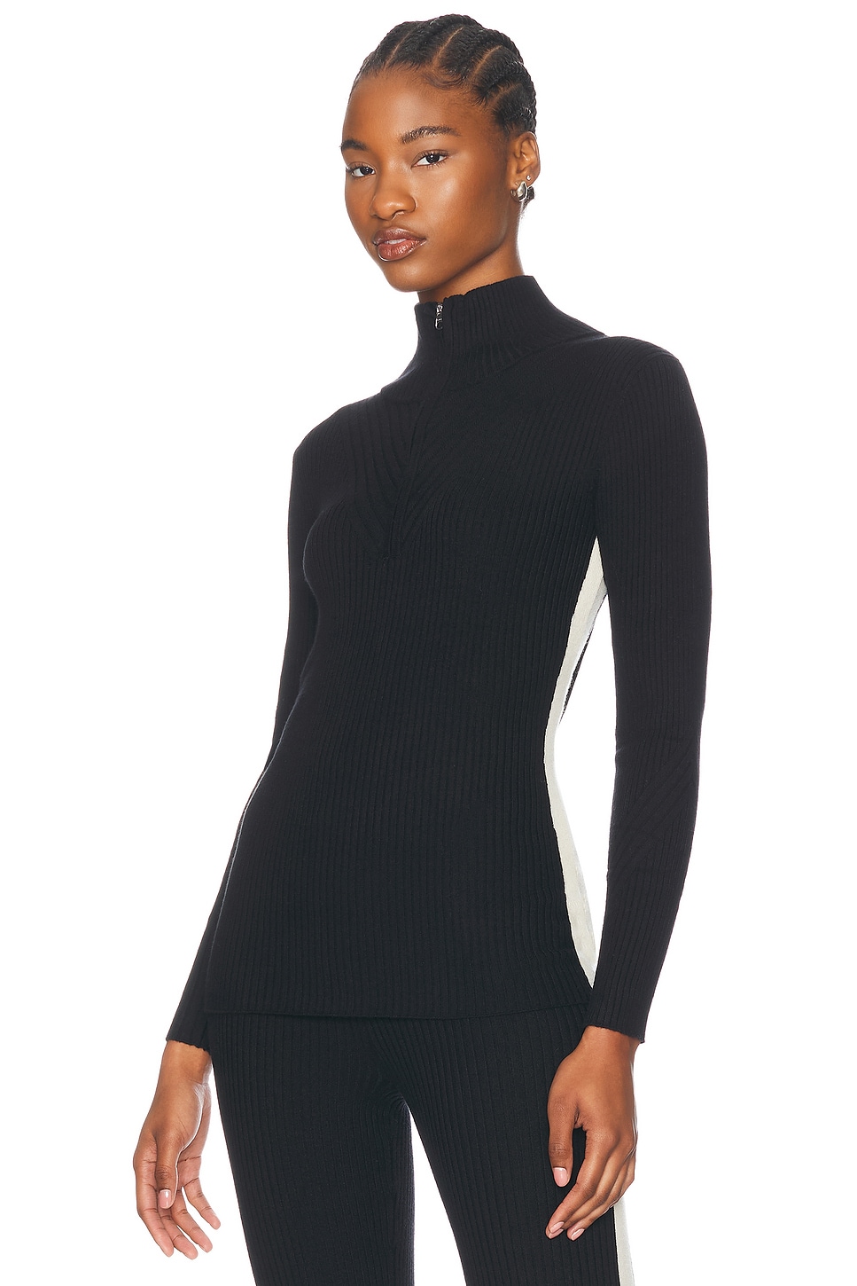 Image 1 of Varley Demi Half Zip Knit Top in Black