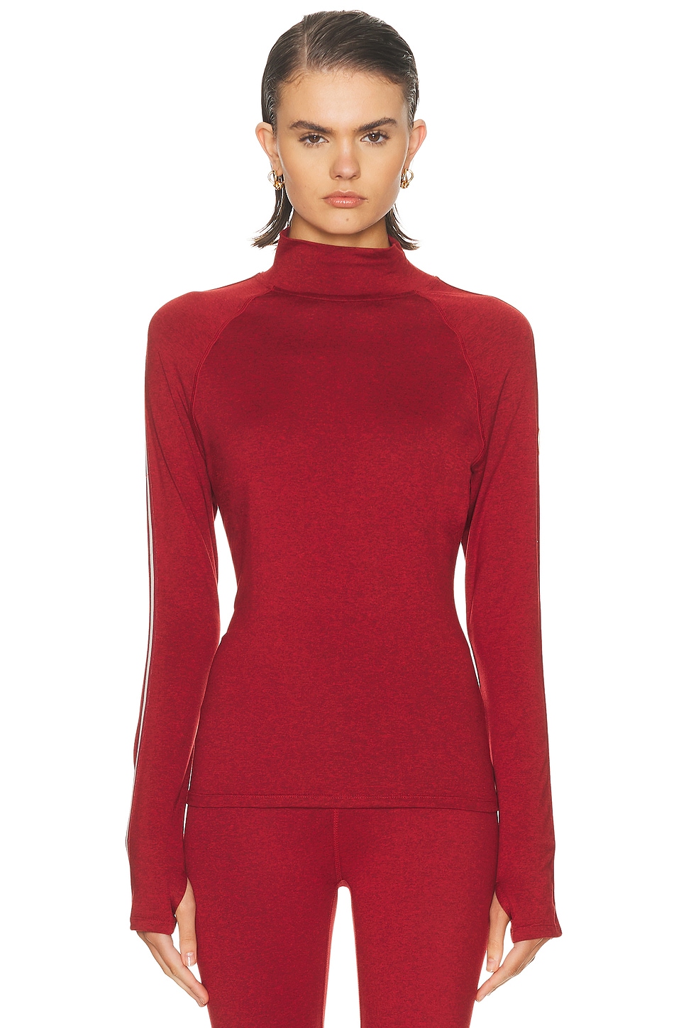 Image 1 of Varley Always Warm Mock Neck Base Layer Top in Red Dahlia Marl