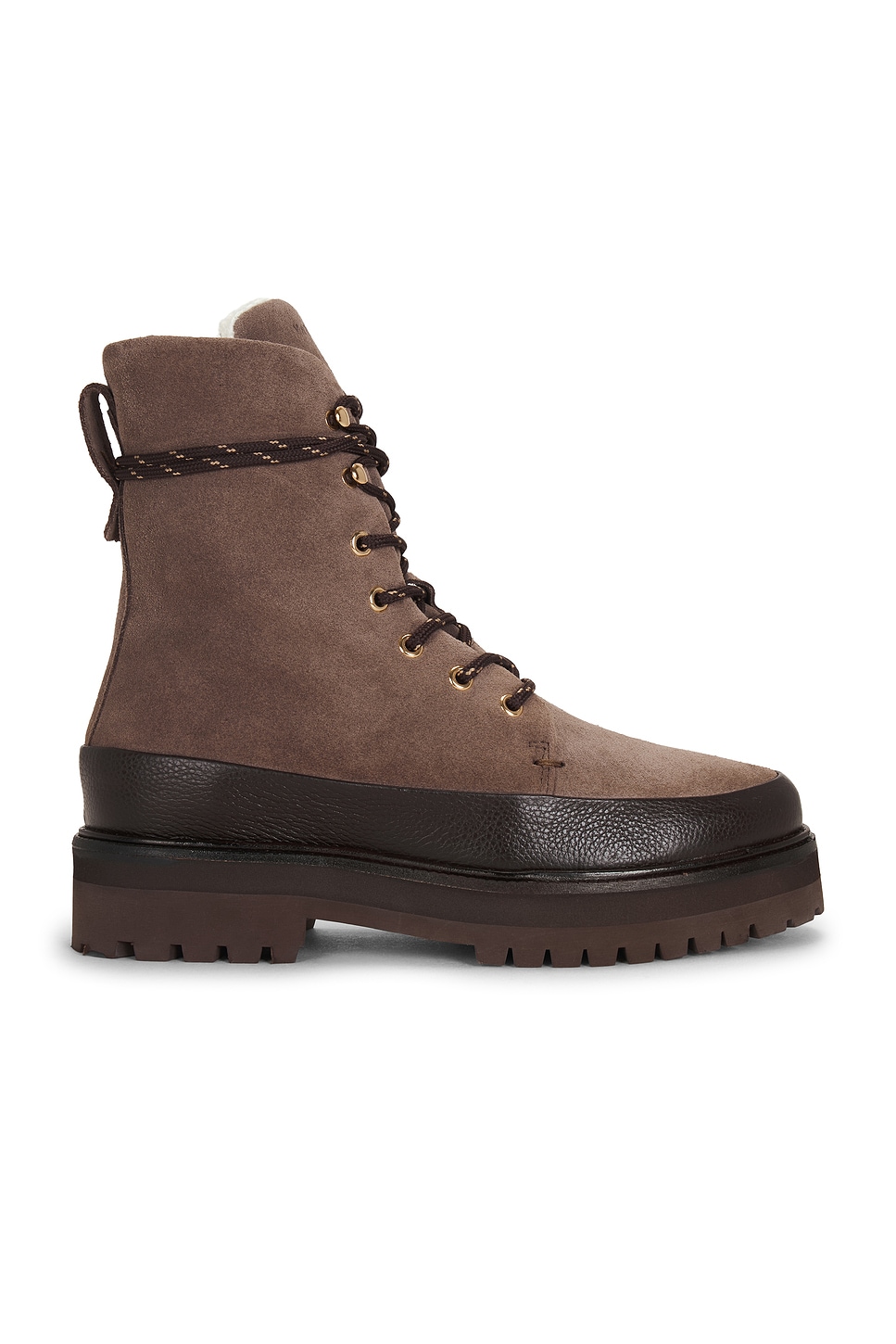 Varley Charente Faux Fur Lined Lace Up Multi Boot in Taupe
