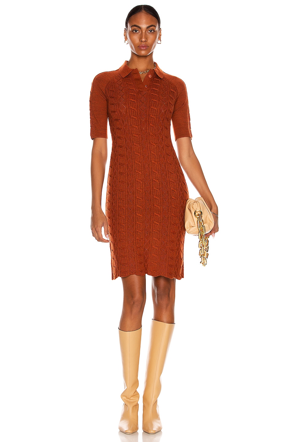 Image 1 of Victor Glemaud Polo Knit Dress in Rust