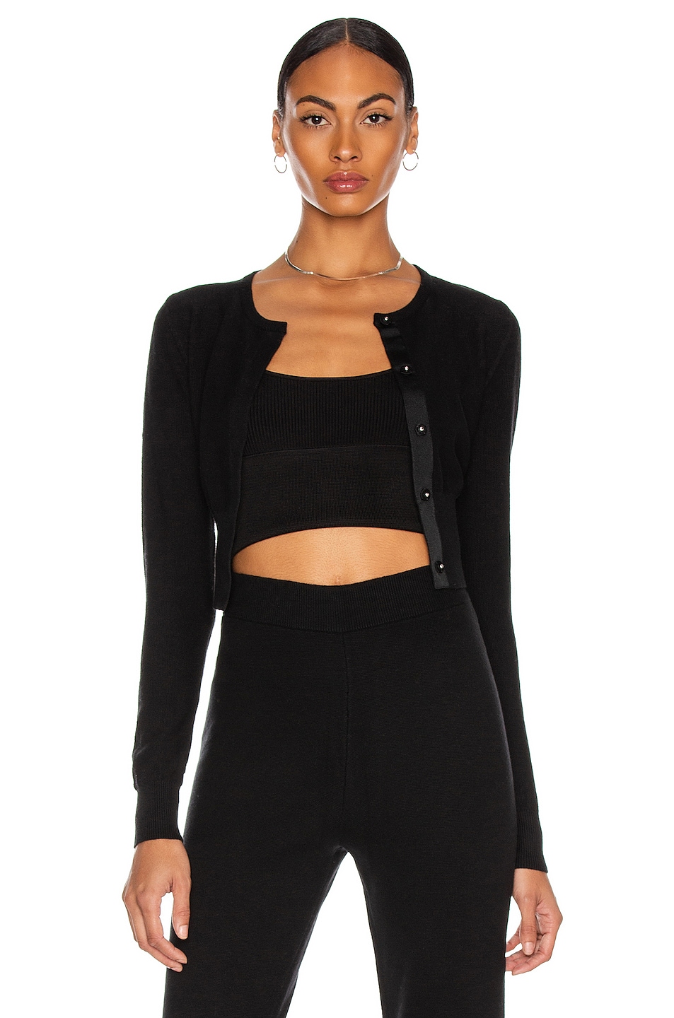 Image 1 of Victor Glemaud Long Sleeve Top in Solid Black