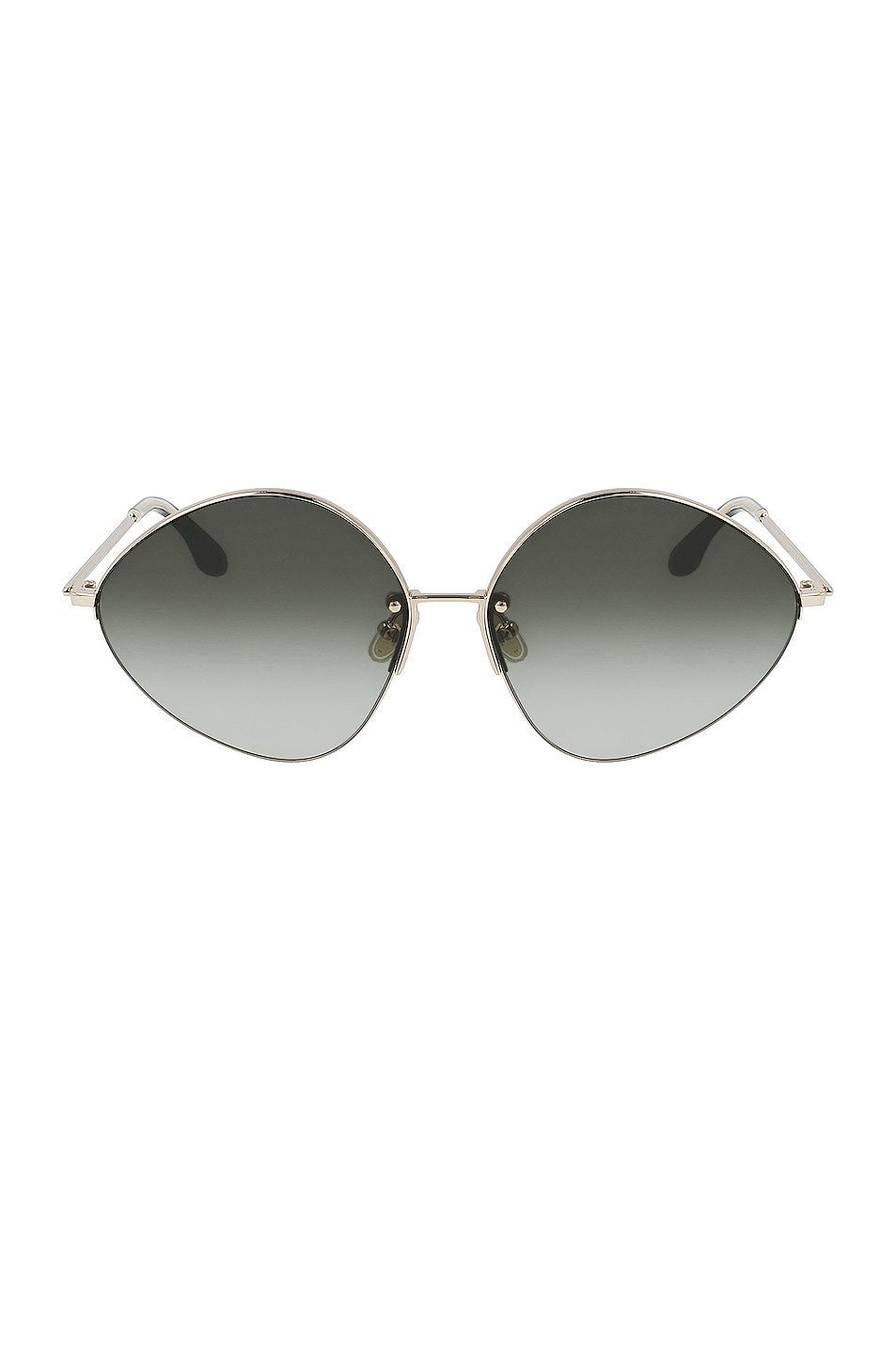 Image 1 of Victoria Beckham Pealed Metal Rimless Sunglasses in Gold & Sage