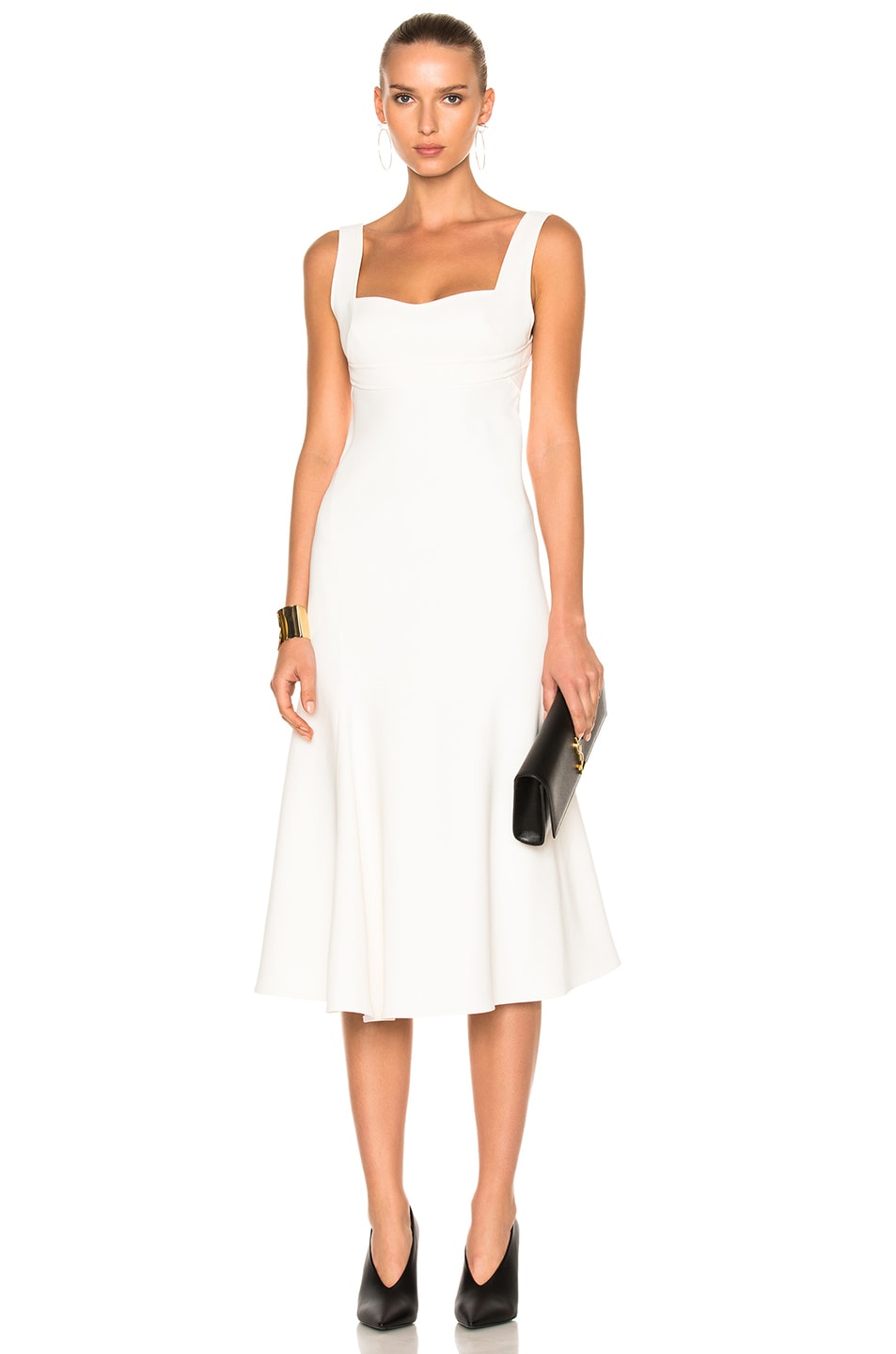 Image 1 of Victoria Beckham Flare Midi Dress in White