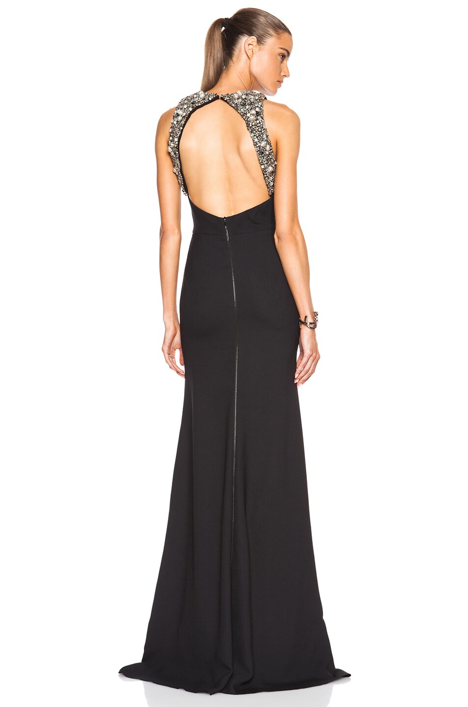 Image 1 of Victoria Beckham Open Back Gown in Black