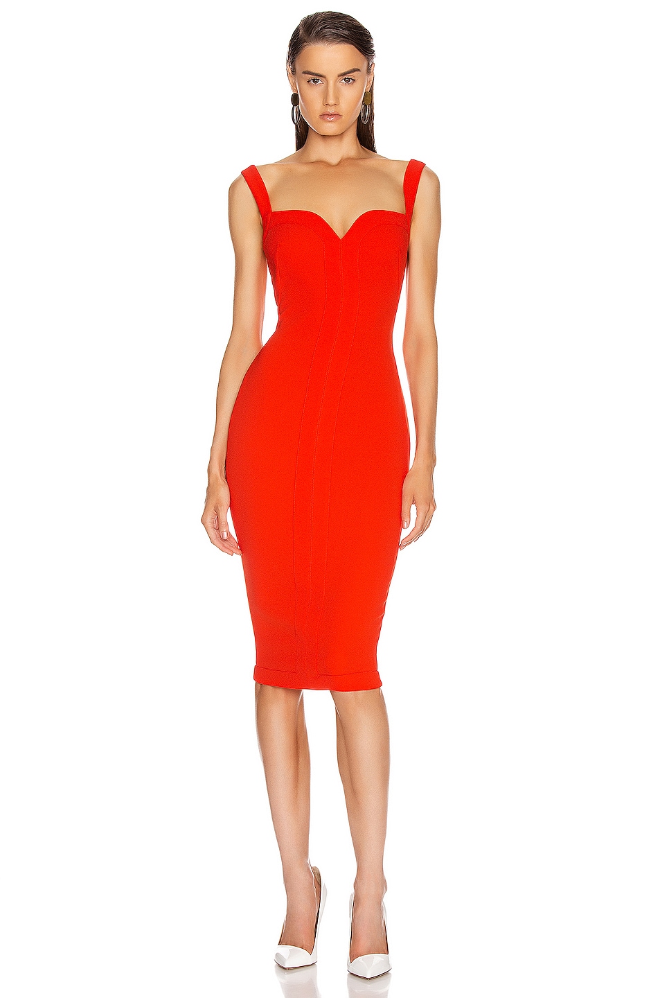 Image 1 of Victoria Beckham Cami Fitted Dress in Tomato