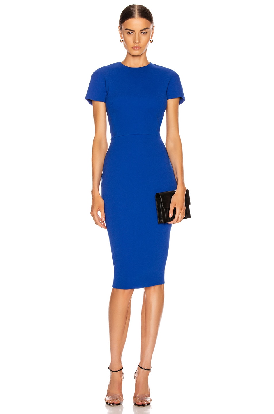 Image 1 of Victoria Beckham Fitted T Shirt Dress in Cobalt