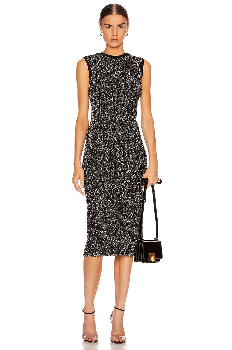 Image 1 of Victoria Beckham Fitted Sleeveless Dress in Black & White