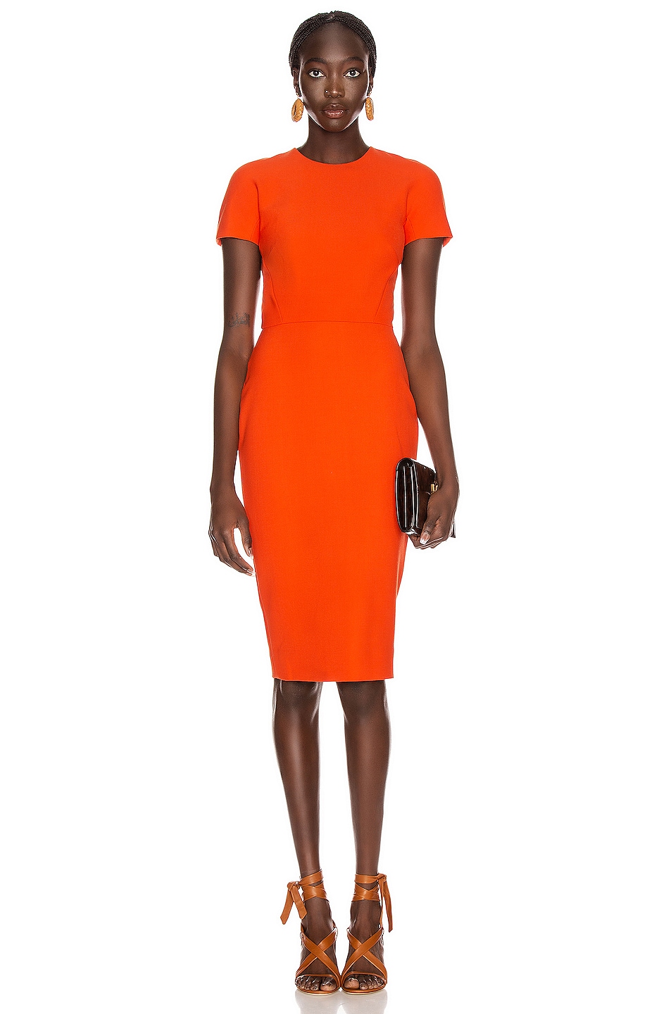 Image 1 of Victoria Beckham T Shirt Fitted Dress in Orange