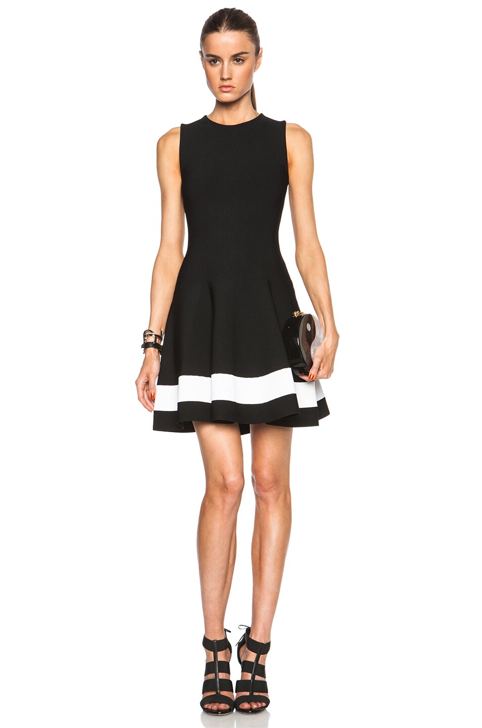 Image 1 of Victoria Beckham Interlock Mini Dress in White & Black