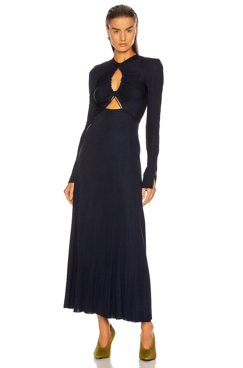 Image 1 of Victoria Beckham Triangle Cut Out Dress in Navy