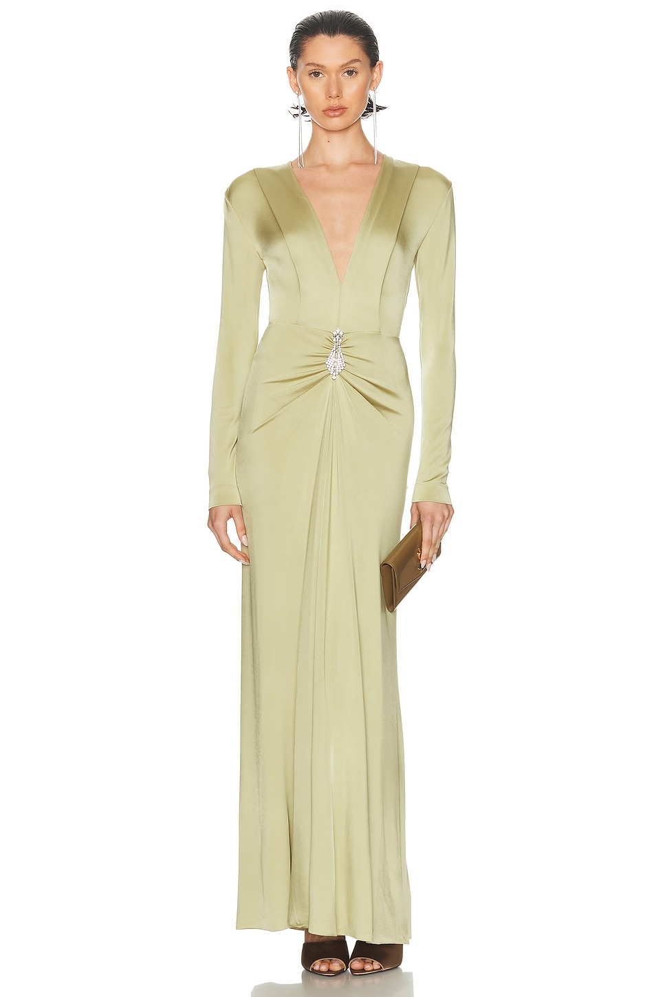 Image 1 of Victoria Beckham V-neck Gown in Pistachio