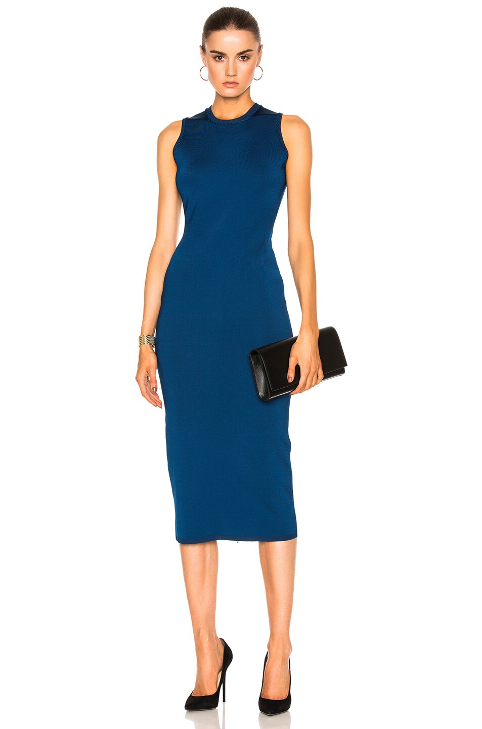 Image 1 of Victoria Beckham Shine Viscose Dress in Lapis Blue