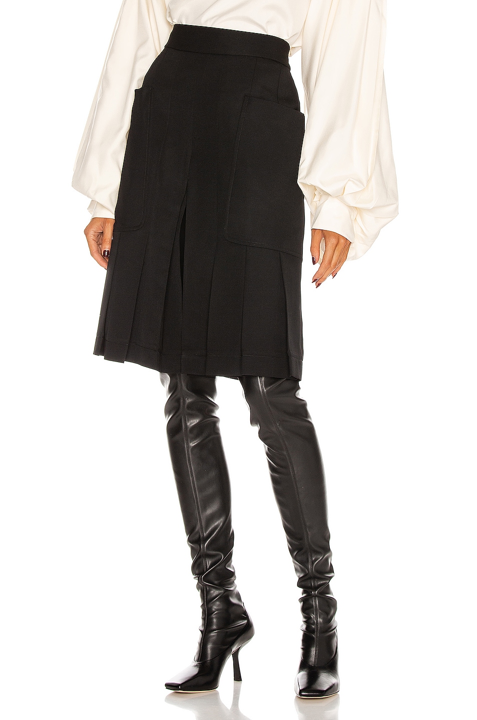 Image 1 of Victoria Beckham Pleat Front Culotte Short in Black