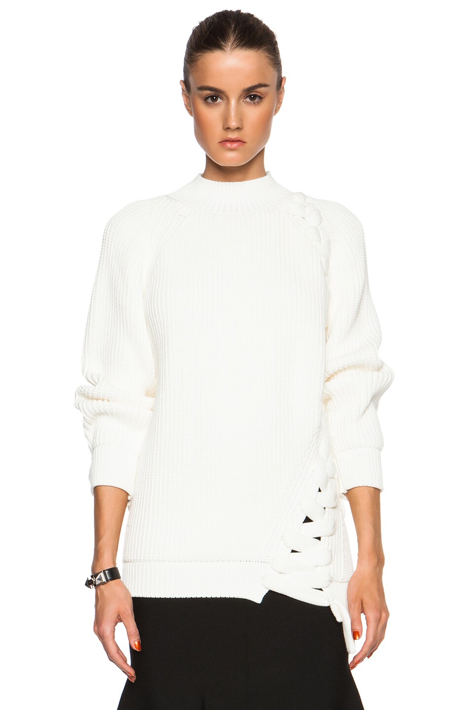 Image 1 of Victoria Beckham Tape Side Plait Sweater in White