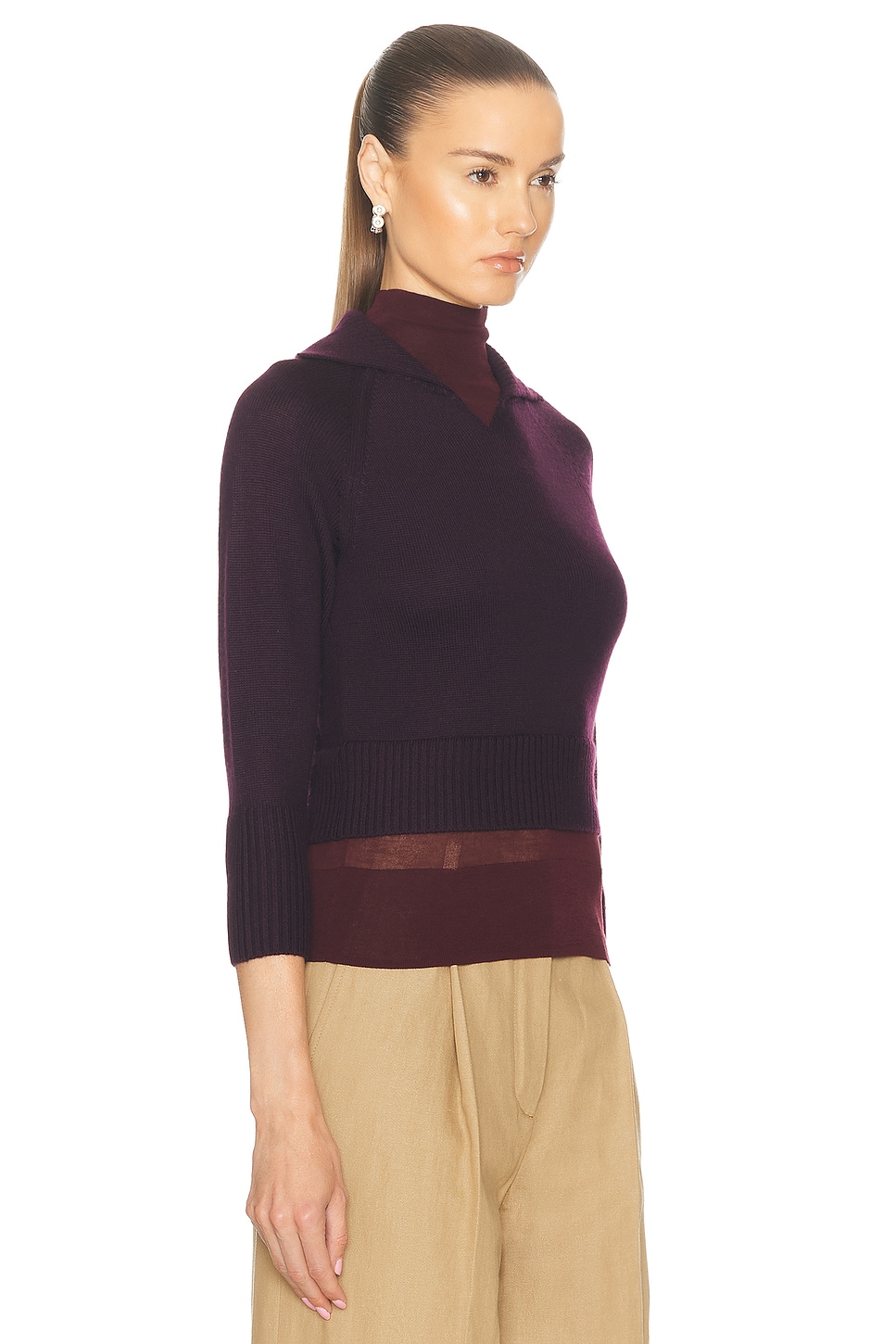 Shop Victoria Beckham Double Layer Sweater In Deep Mahogany