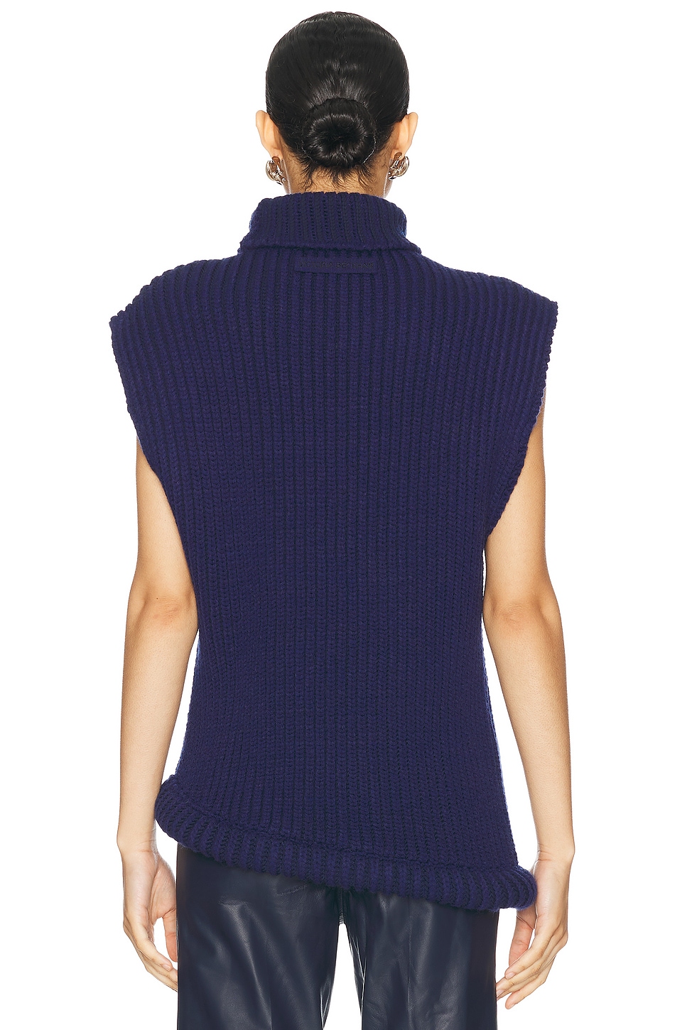 Victoria Beckham Sleeveless High Neck Sweater in Ink Blue FWRD