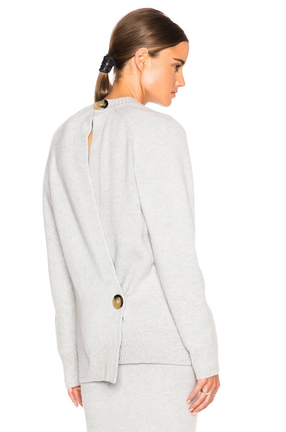 Image 1 of Victoria Beckham Felted Lambswool Open Back Jumper in Grey