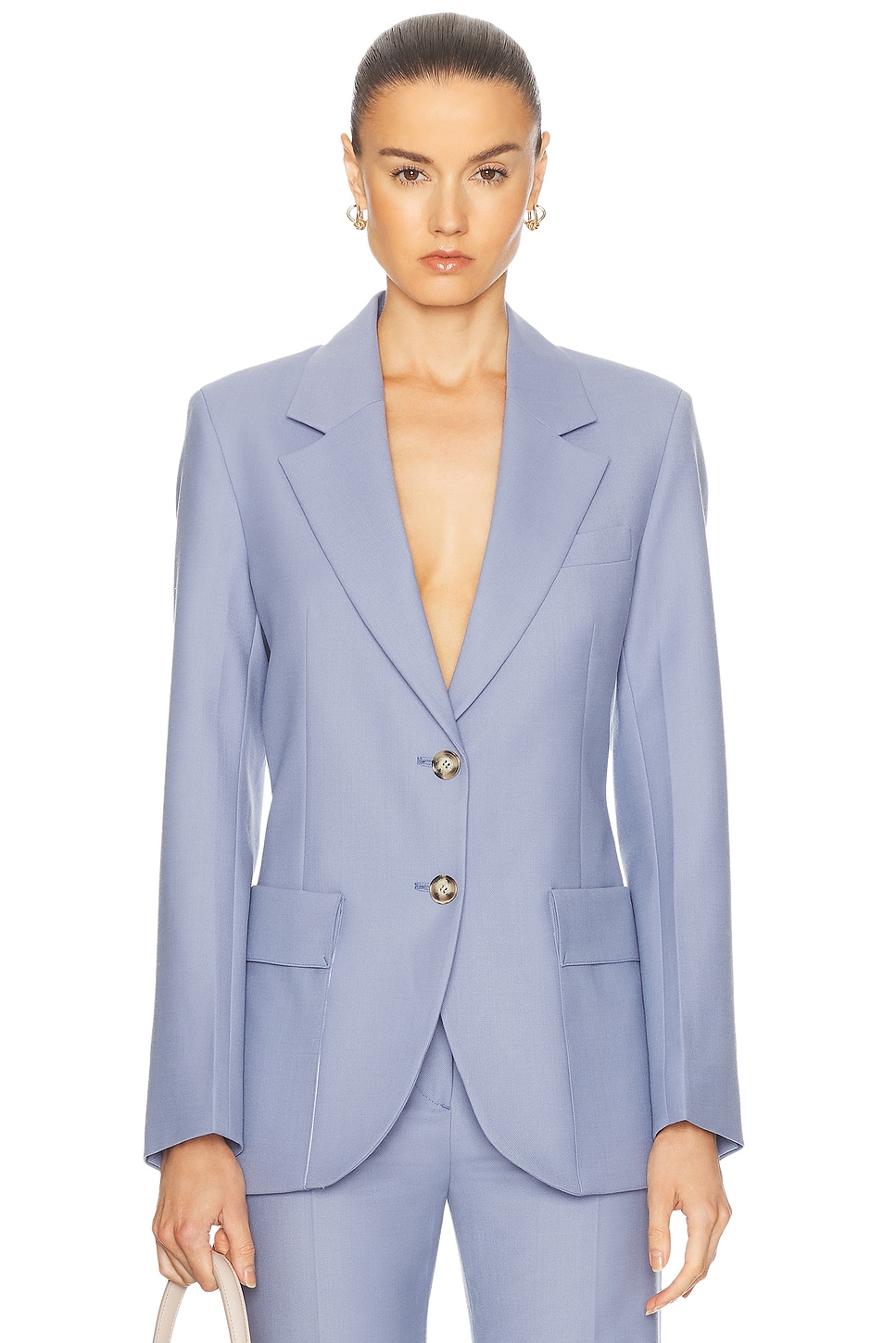 Image 1 of Victoria Beckham Patch Pocket Blazer in Bluebell