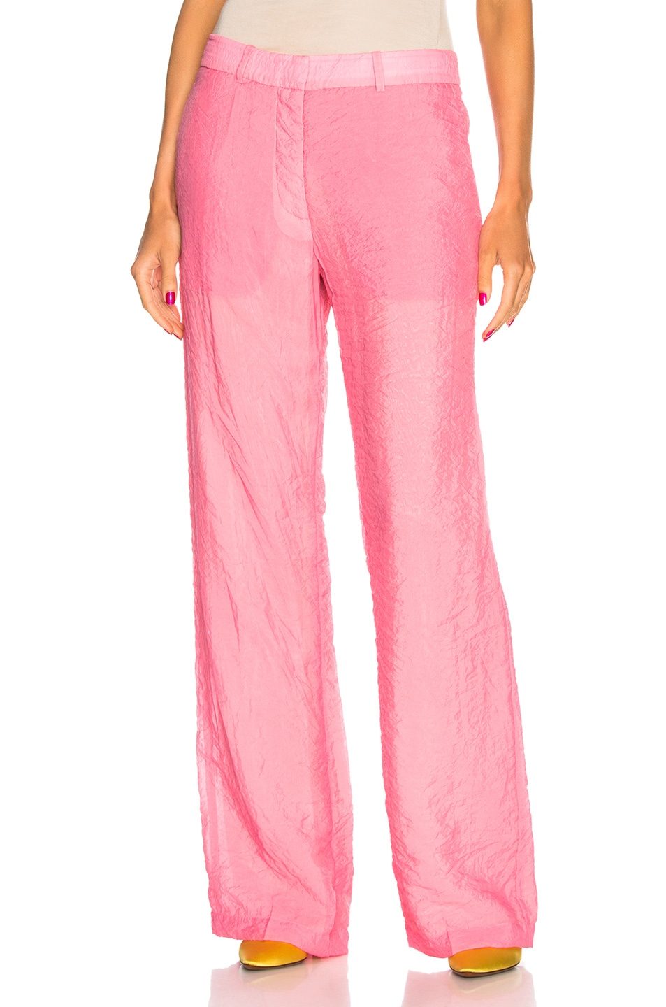 Image 1 of Victoria Beckham Wide Leg Trousers in Neon Coral