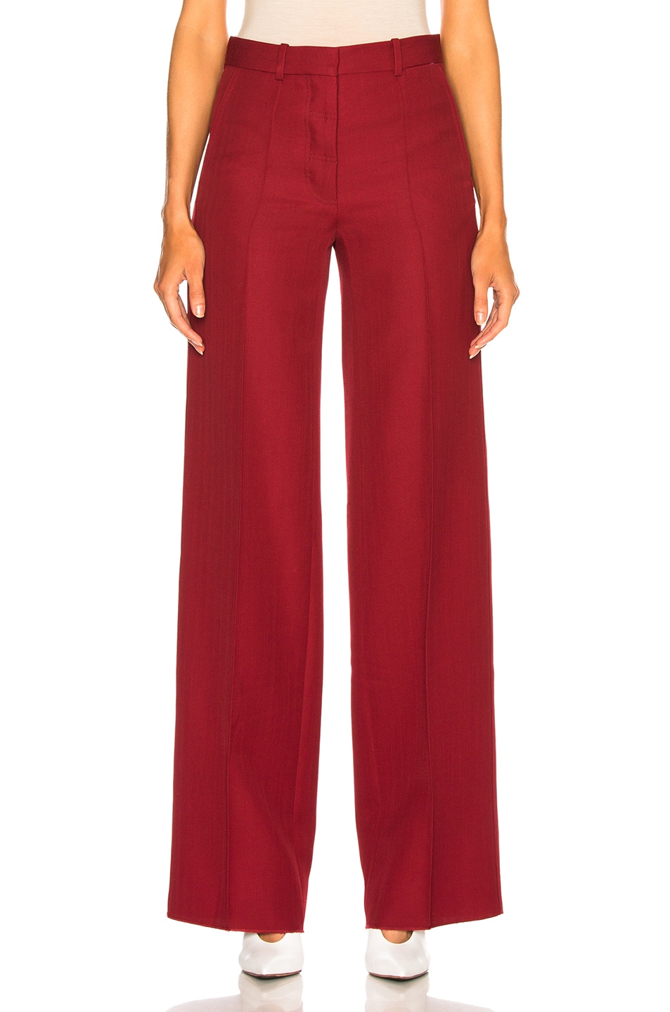 Image 1 of Victoria Beckham Wool Wide Leg Trousers in Cherry