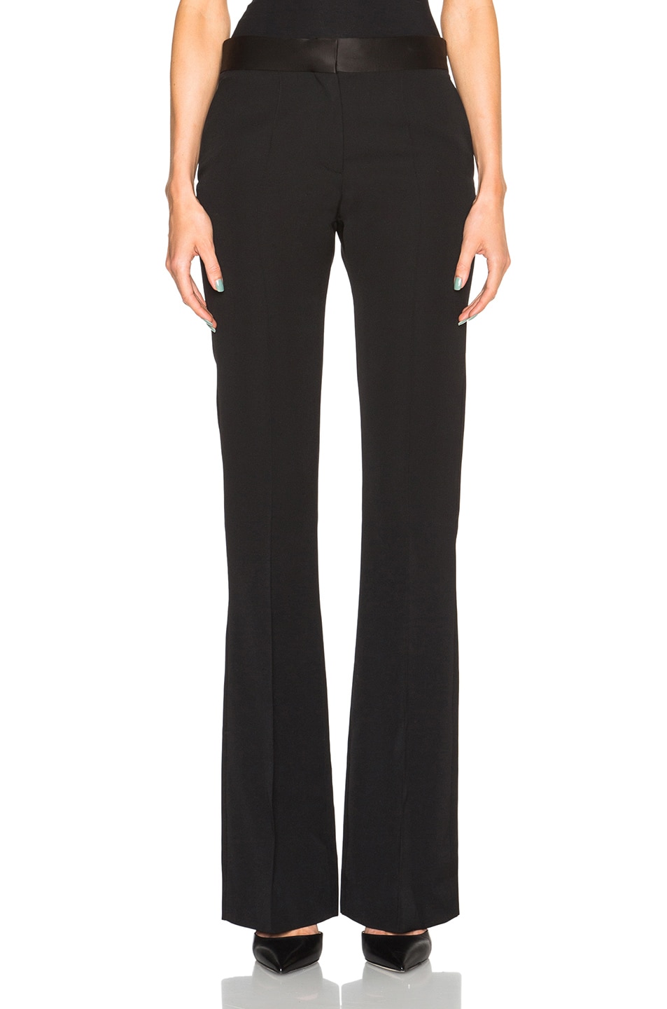 Image 1 of Victoria Beckham Barathea Shine Flare Trousers in Black