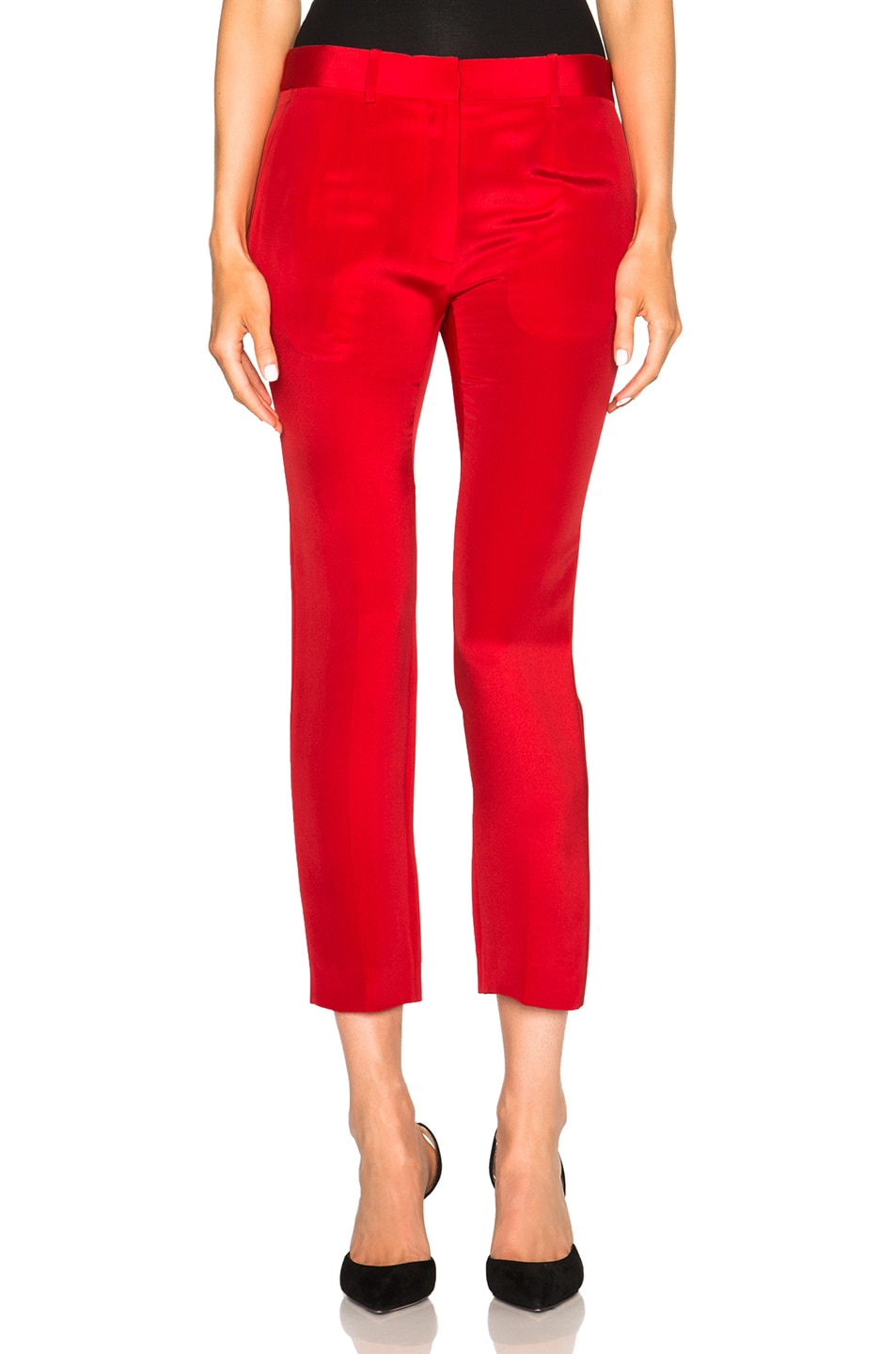 Image 1 of Victoria Beckham Crepe Moroccan Slim Trousers in Red