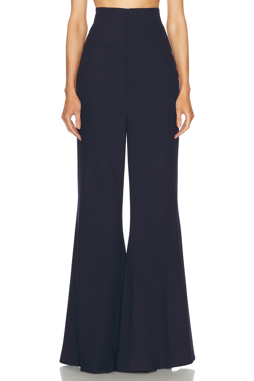 Image 1 of Victoria Beckham Wide Leg Kick Trouser in Ink Blue