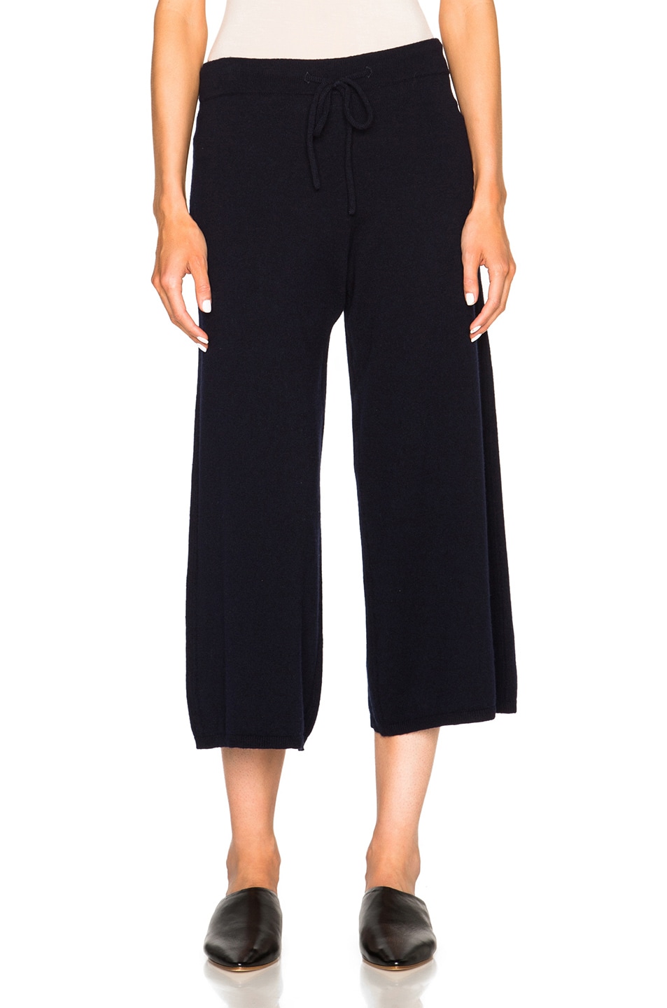 Image 1 of Victoria Beckham Cashmere Cable Stitch Trousers in Navy