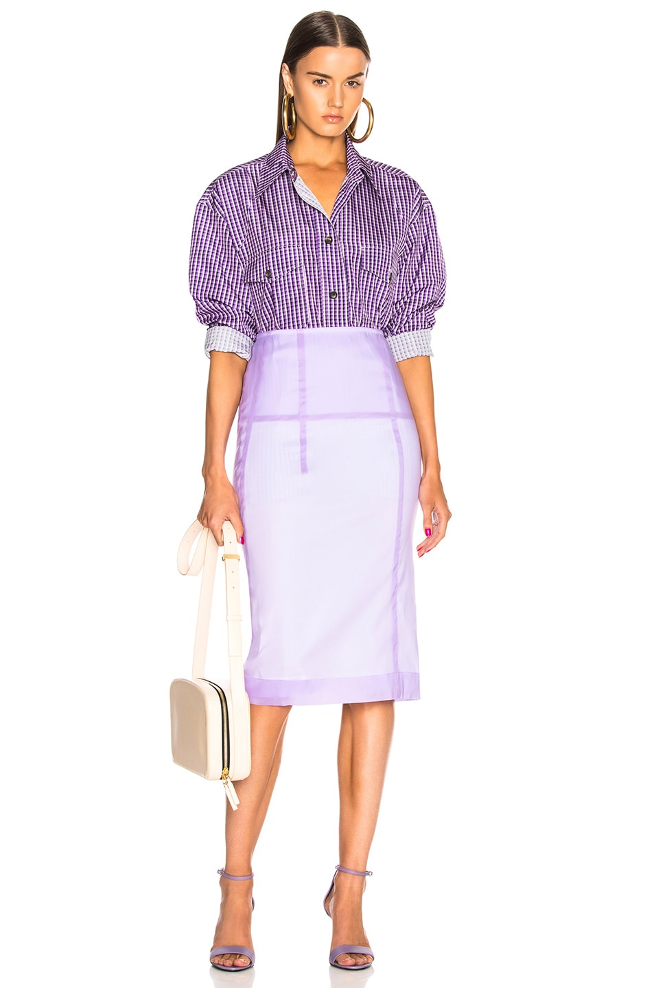 Victoria Beckham Linear Pencil Skirt in Lilac | FWRD