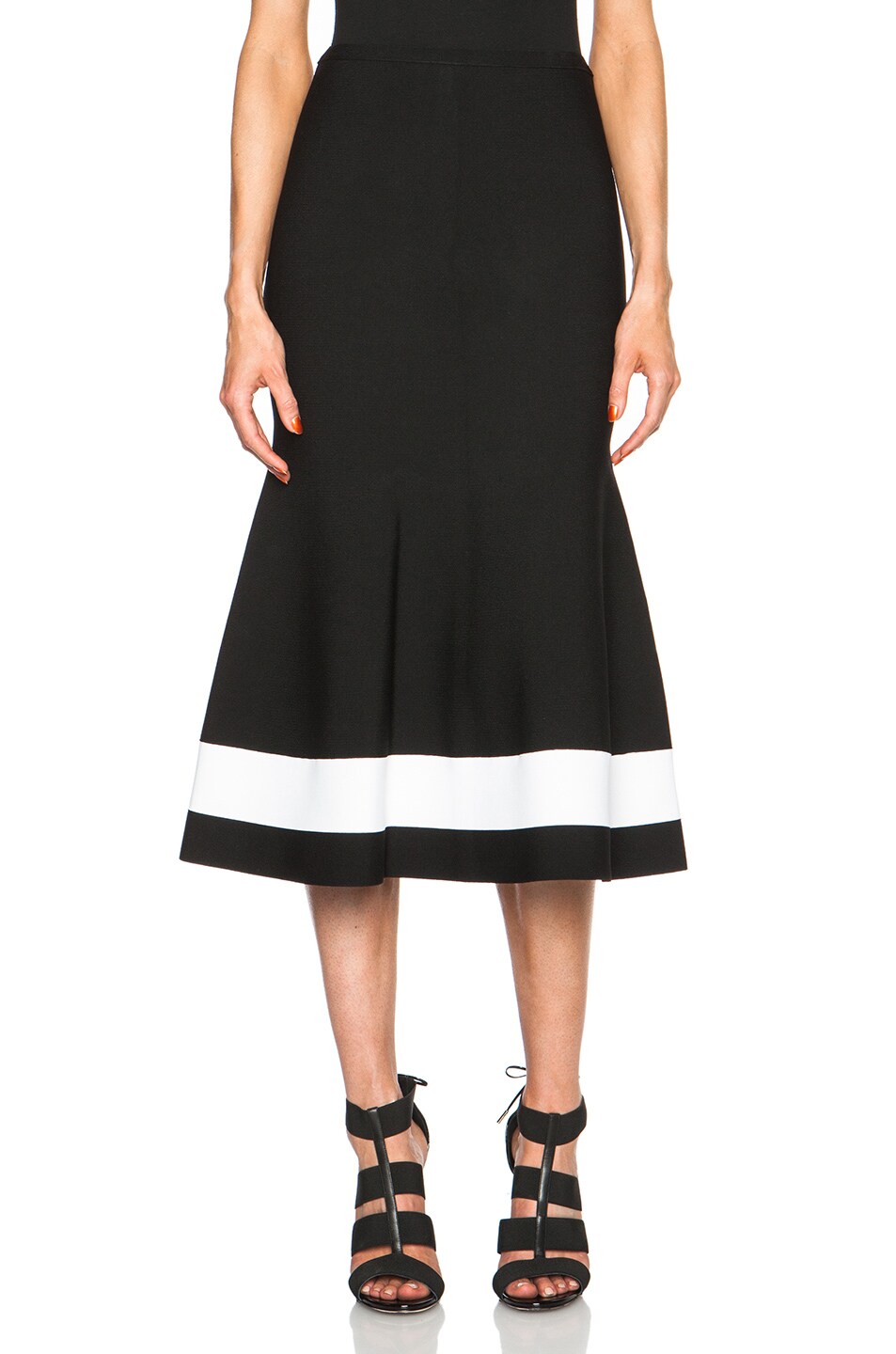 Image 1 of Victoria Beckham Interlock Skirt in Black & White Stripe