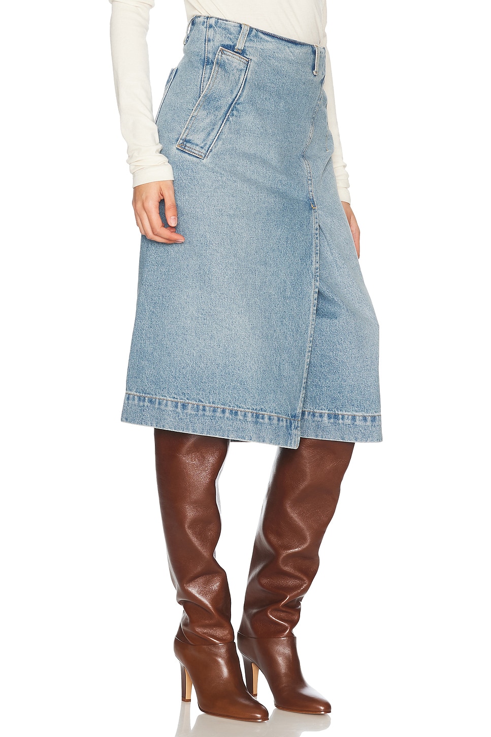 Denim Wrap Detail Skirt - Thumbnail 2