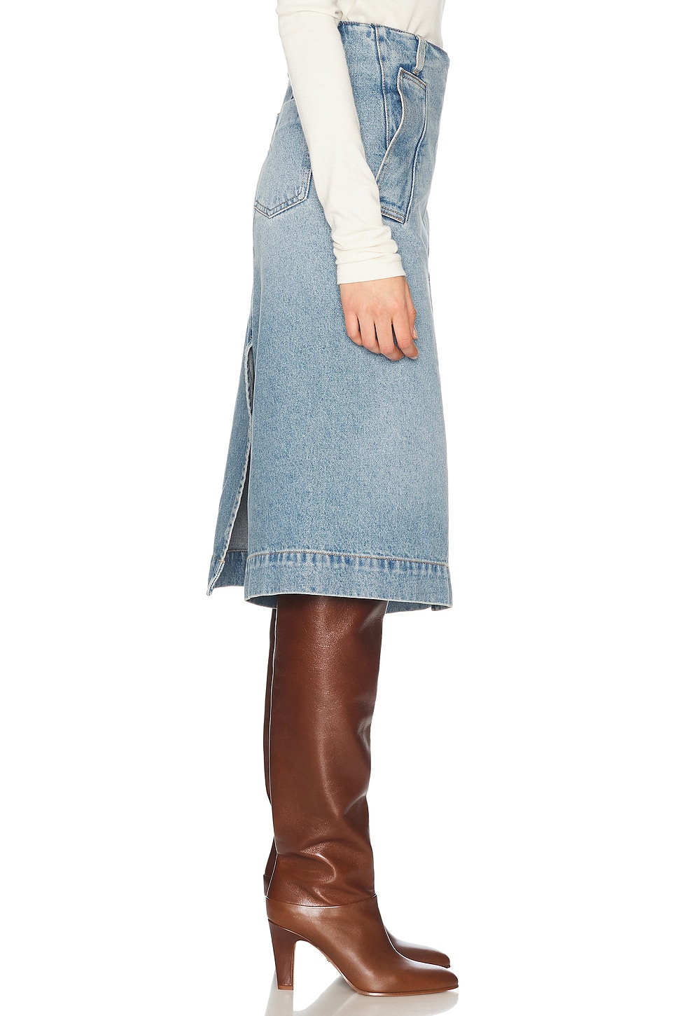 Denim Wrap Detail Skirt - Thumbnail 3