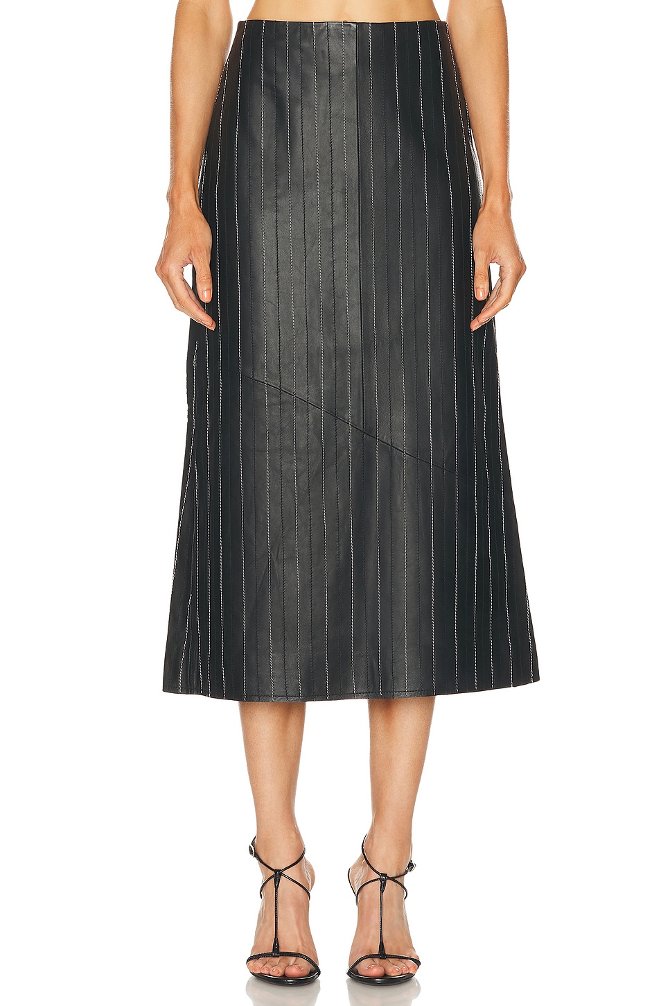 Image 1 of Victoria Beckham Midi Skirt in Black & Ivory