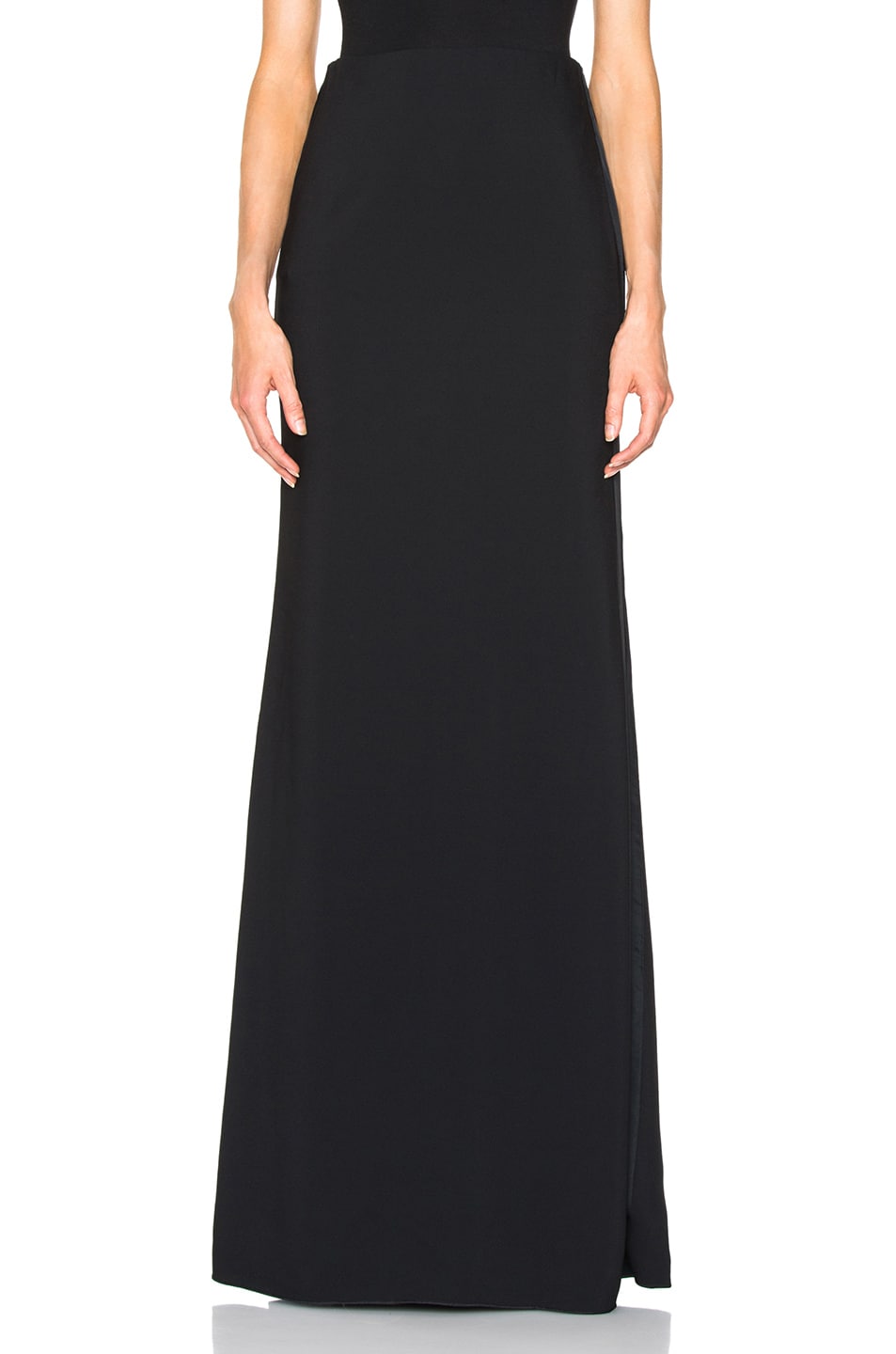 Image 1 of Victoria Beckham Matte Satin Floor Length Skirt in Black