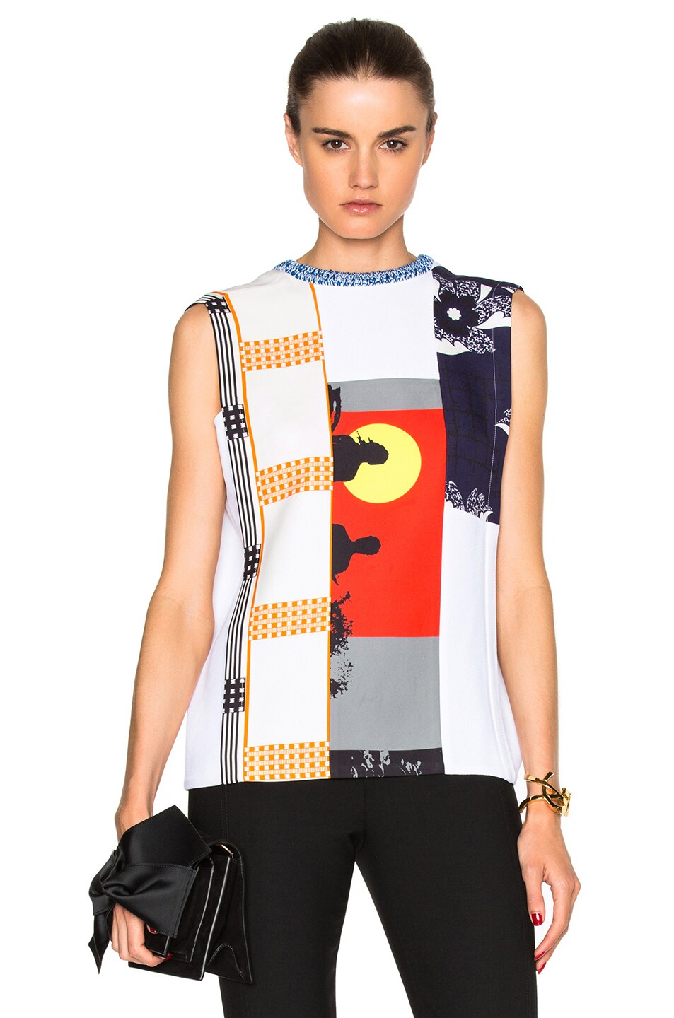 Image 1 of Victoria Beckham Sleeveless Multipatch Tee in Multi